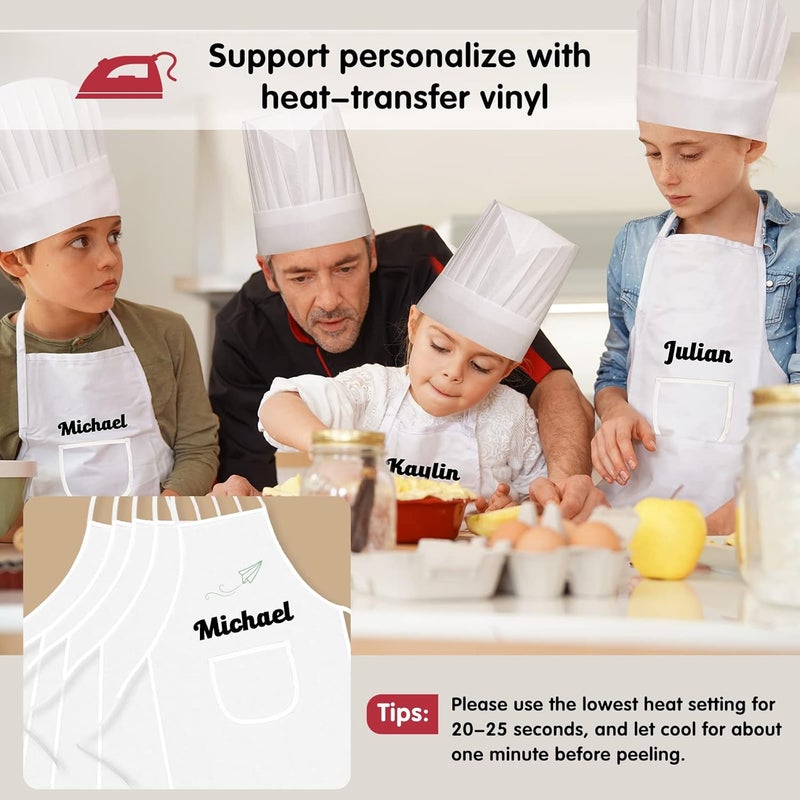 Ecoofor 24 Pieces kids chef hat and apron Ages 5-12 Kids Apron Children for Boys Girl's Cooking Baking Painting Wear - Image 5